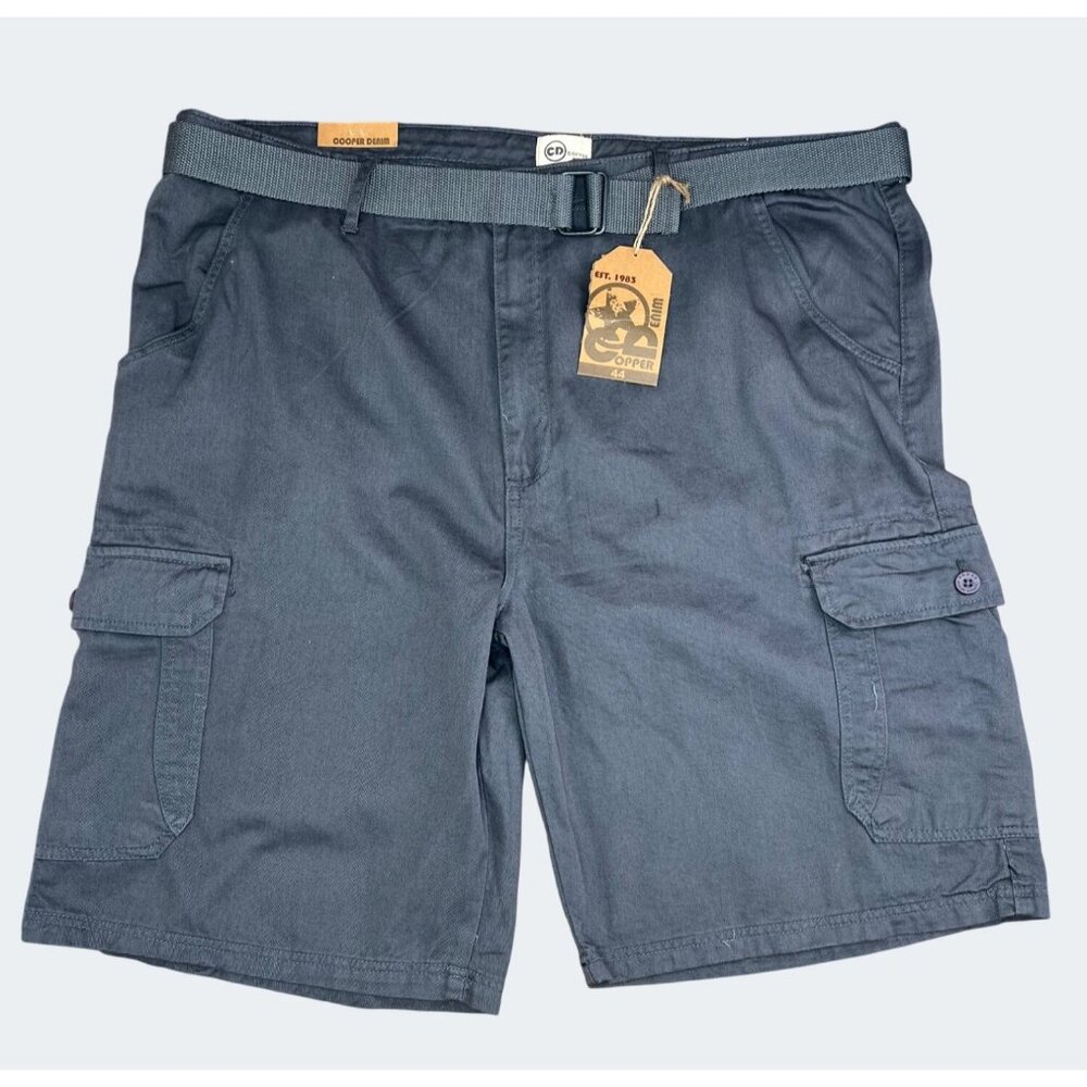 CD Copper Denim Mens Cargo Shorts Gray 100% Cotton With Belt Size 44